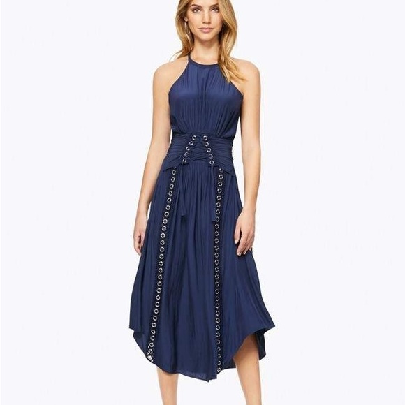 Ramy Brook Dresses Ramy Brook Navy Blue Audra Corset Grommet Maxi